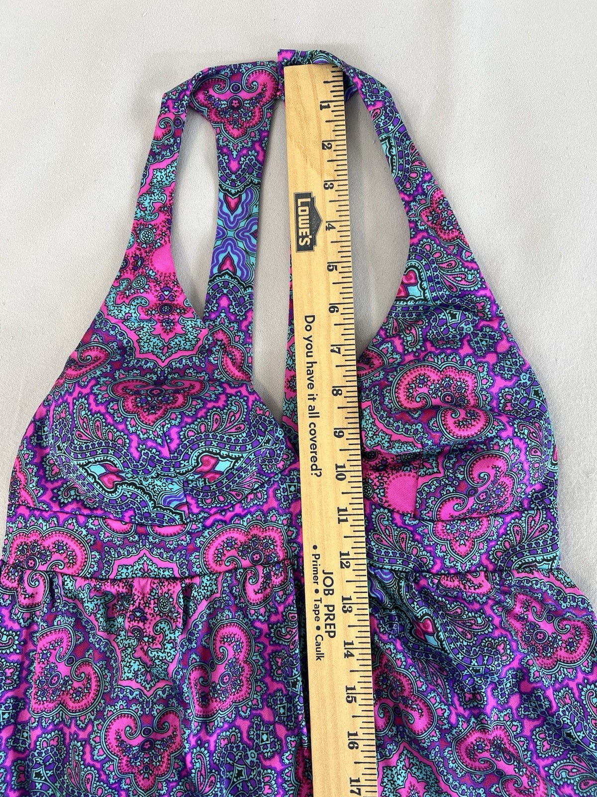Vintage 1970s HIGH TIDE CALIFORNIA Maxi Paisley Beach POOL party Sun Dress XS/S