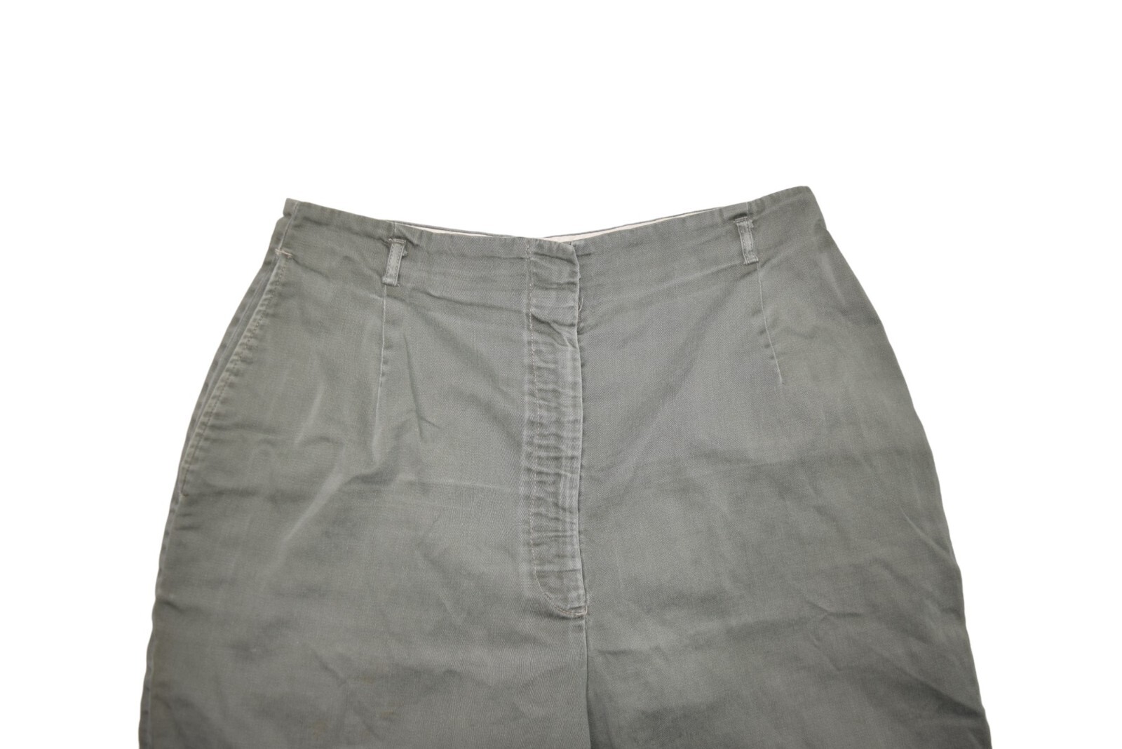 Vintage 70s Shorts Womens 10 28 Pleated High Waist Faded Olive Green Military