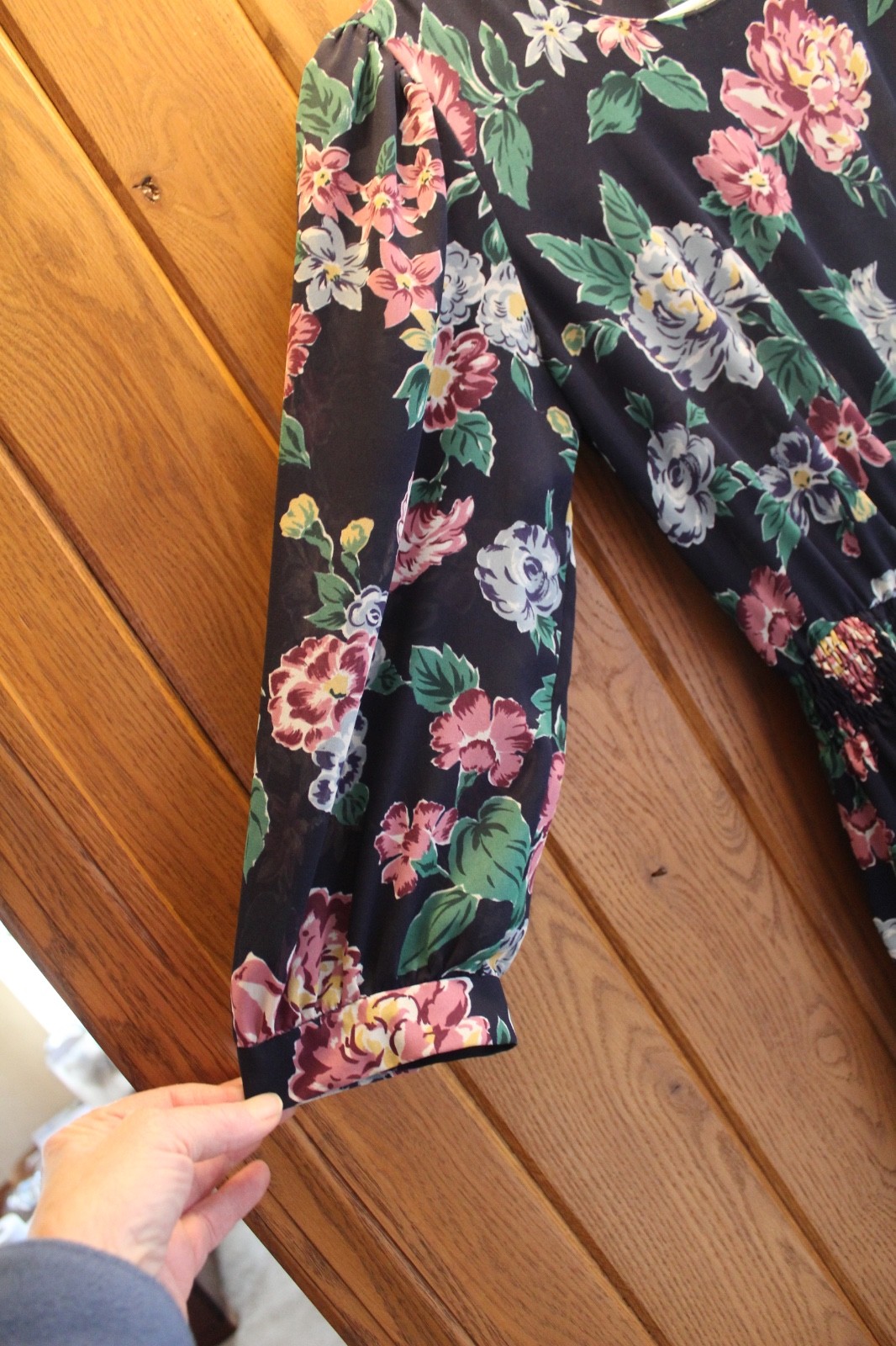 VTG LESLIE FAY PETITES FLORAL DRESS W/ 3 TIER SKIRT SZ 8 PETITE STRETCH WAIST