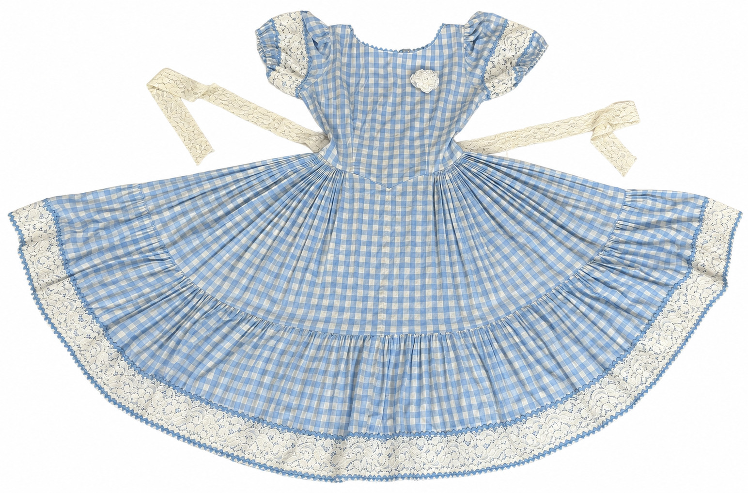 Vintage Blue & White Square Gingham Dance Dress Size M