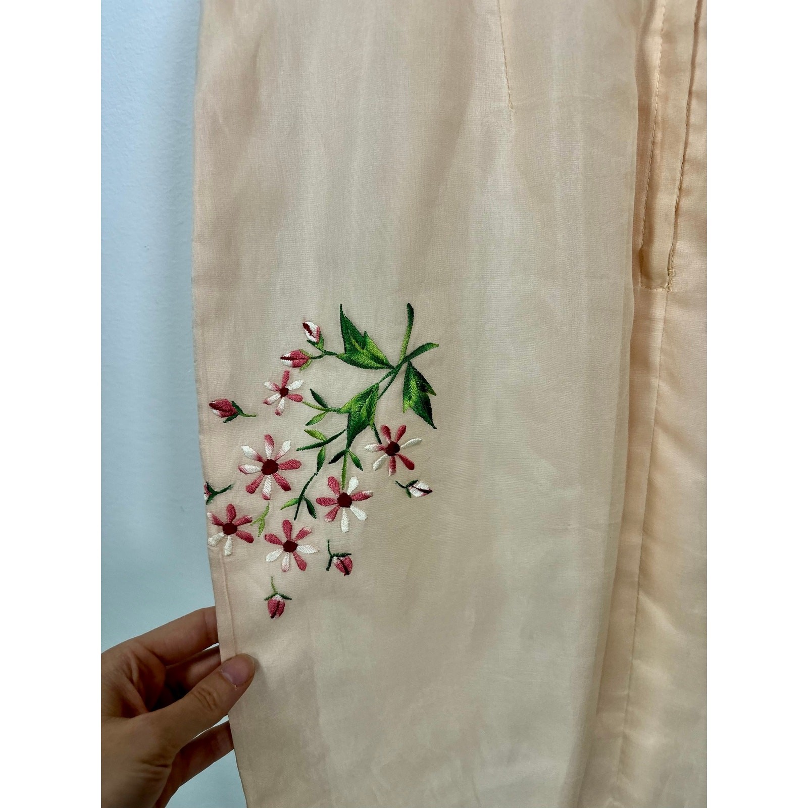 1960s Lilli Diamond Pink Silk Chiffon Embroidered Wiggle Dress As Is