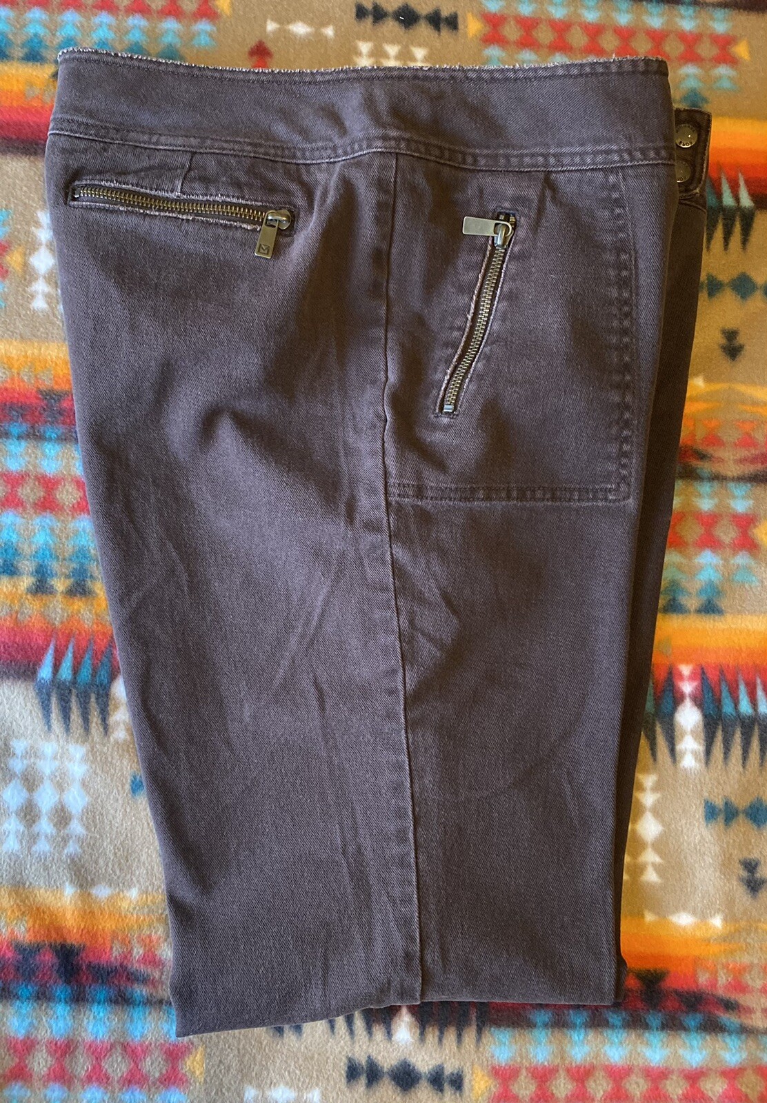 Michael Kors VTG Y2K Womens Flared Pant Size 14/28 Brown Low Rise Stretch Casual