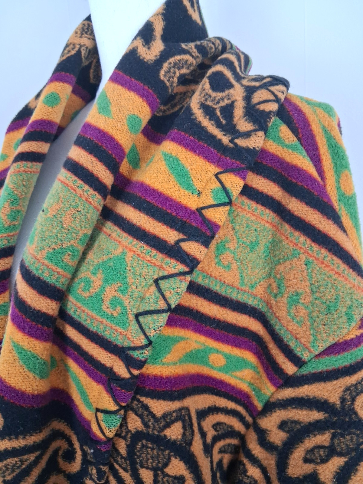 Vintage Byblos 1970’s Blanket Coat by Gianni Versace 100% Wool Unique RARE