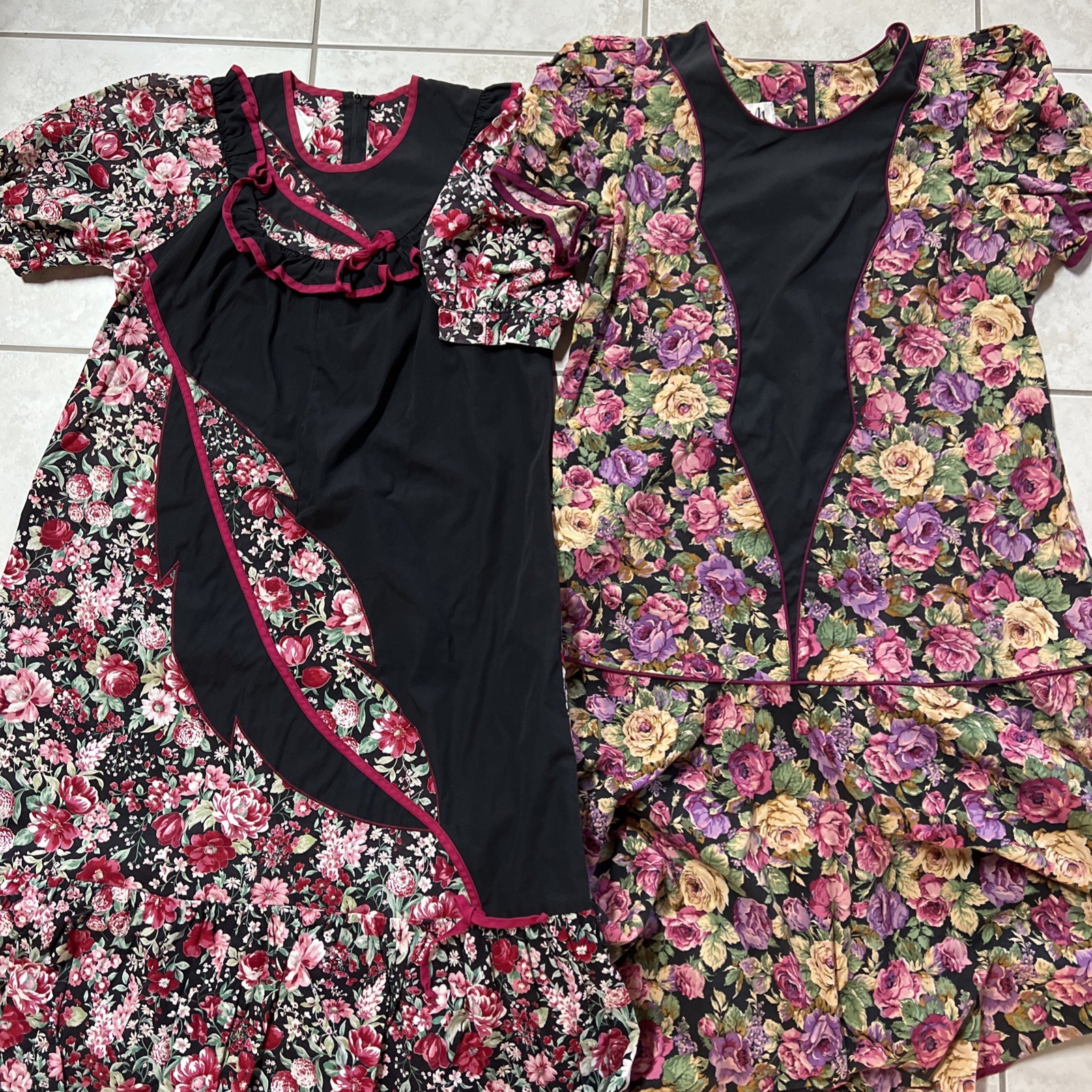 Vintage Hawaiian Dress Medium Set Of 2 Floral Colorful Long