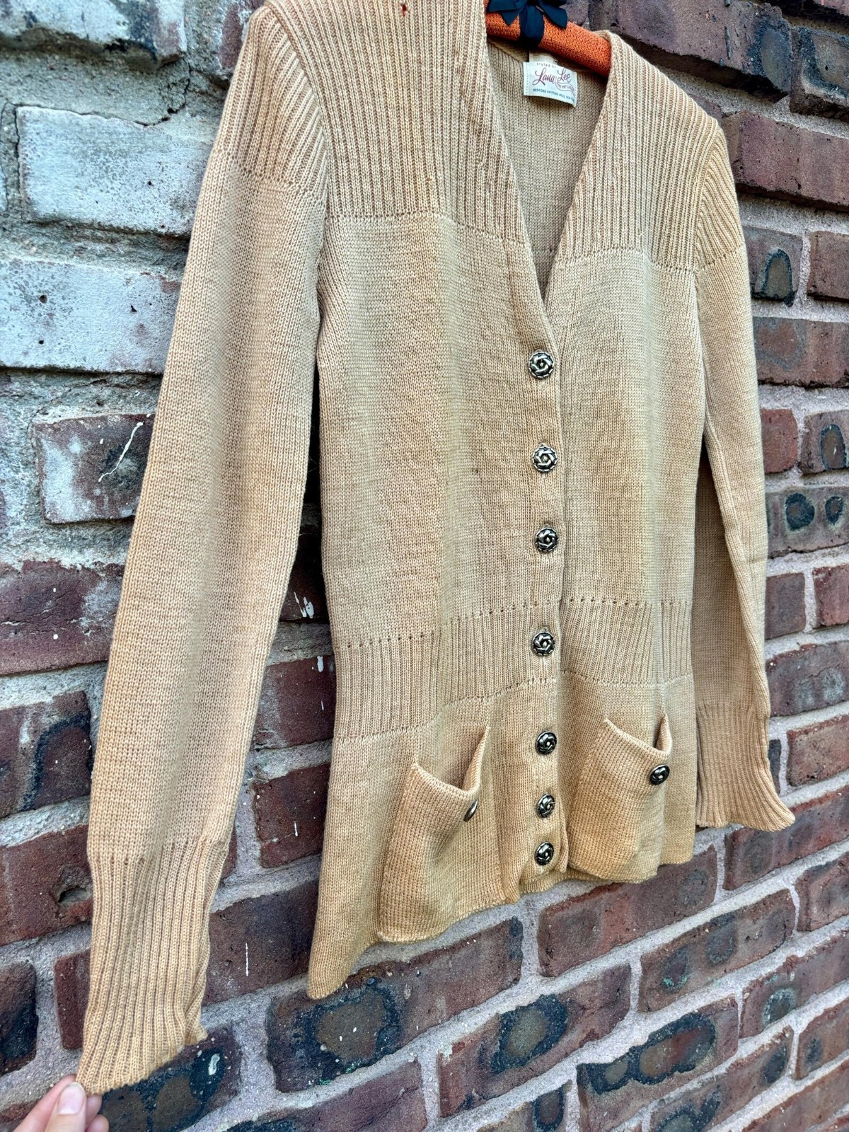 Vintage 1940s Deadstock Wool Cardigan Sweater Lana Lee V Neck Small Medium