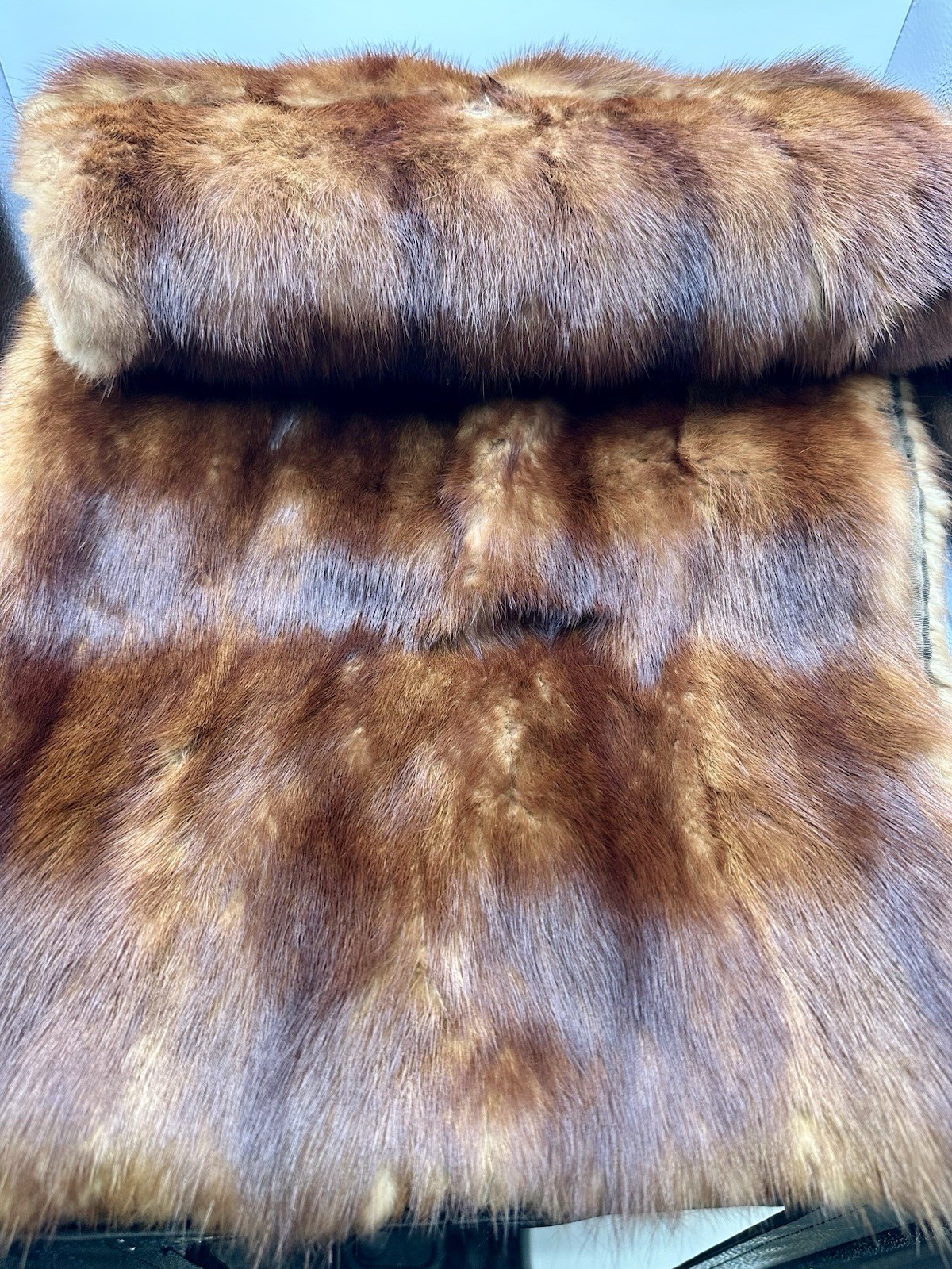 Vintage XLong Stunning Brown Red Russian Sable Mink Fur Stole Wrap 79” X 13”