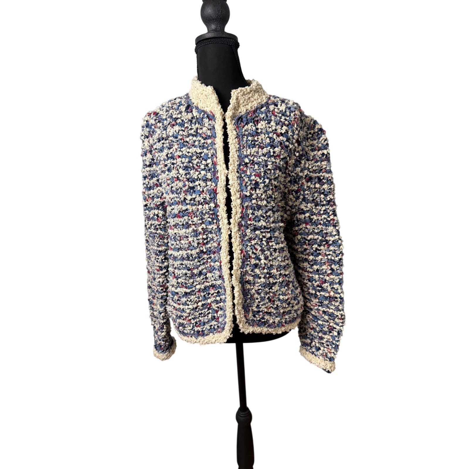 Vintage Estelle Gracer Art-to-Wear Handwoven Ragg Multicolor Cardigan