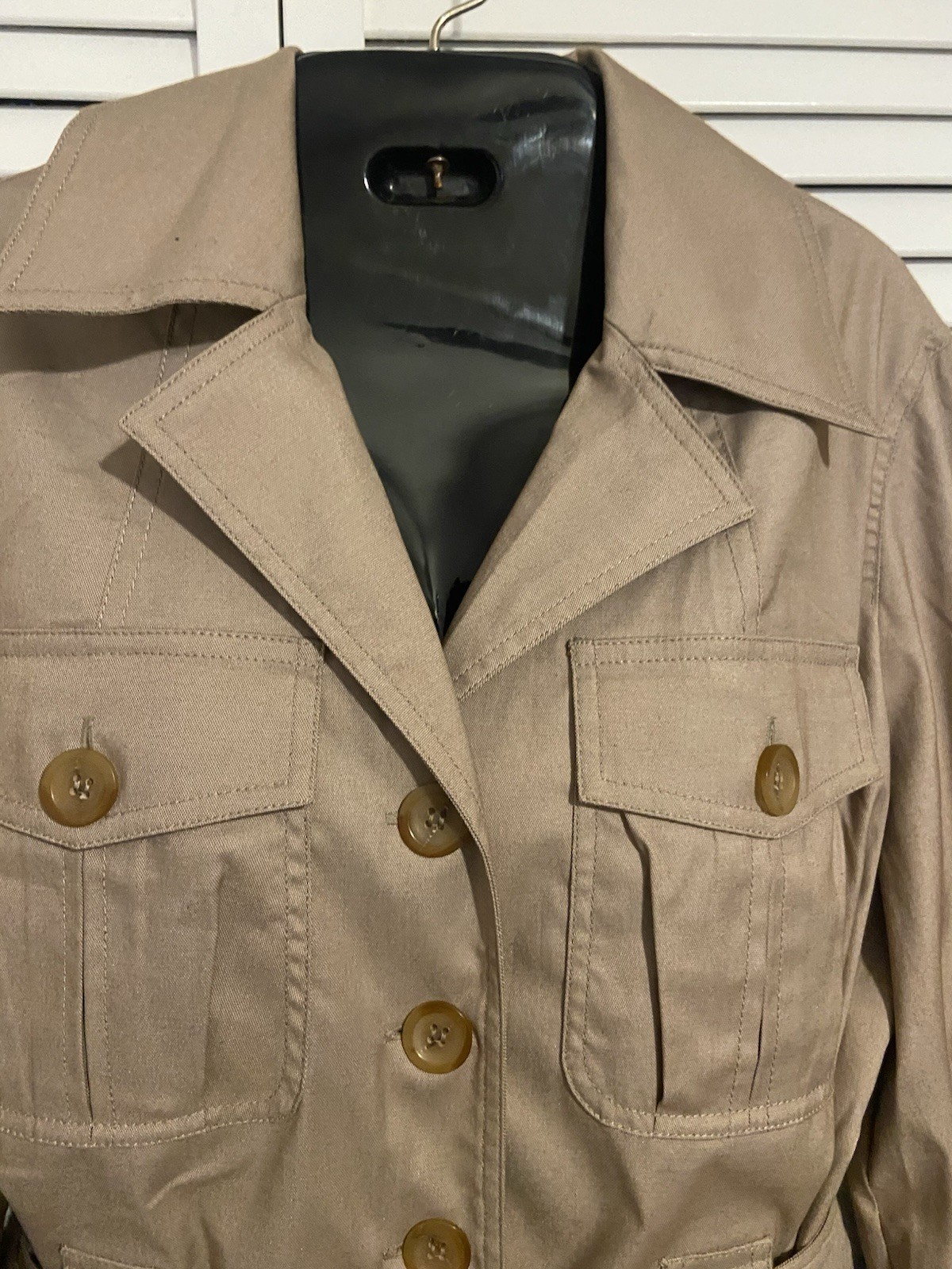 Vintage Doncaster Sport Tan Safari Utility Jacket Belted 90s Career Chic Belted