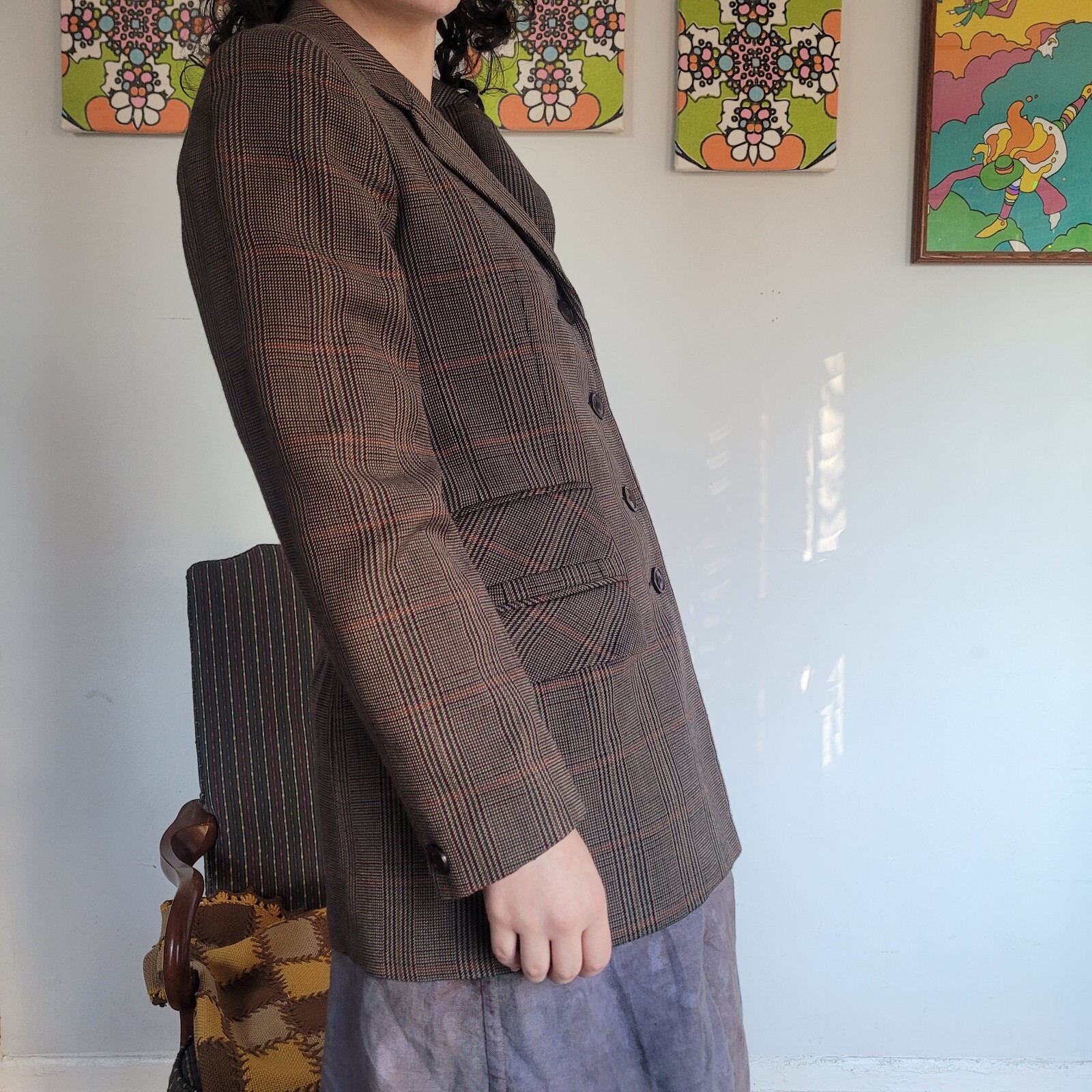 Vintage 70s Bridgetown Collection Russian Made Brown/orange Wool Blazer 8