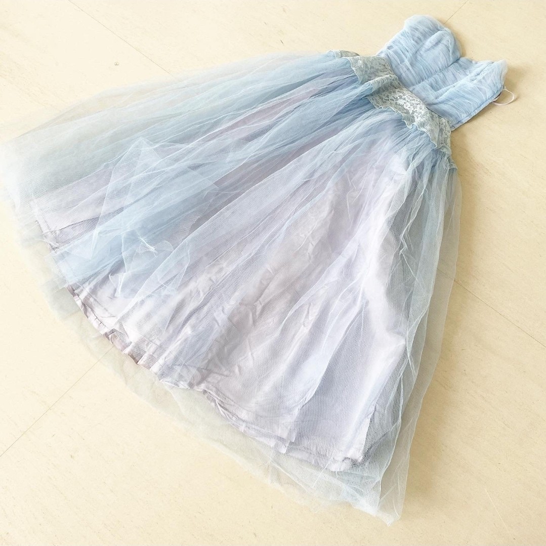 Ice Blue 50’s Prom Dress With Lace Peplum
