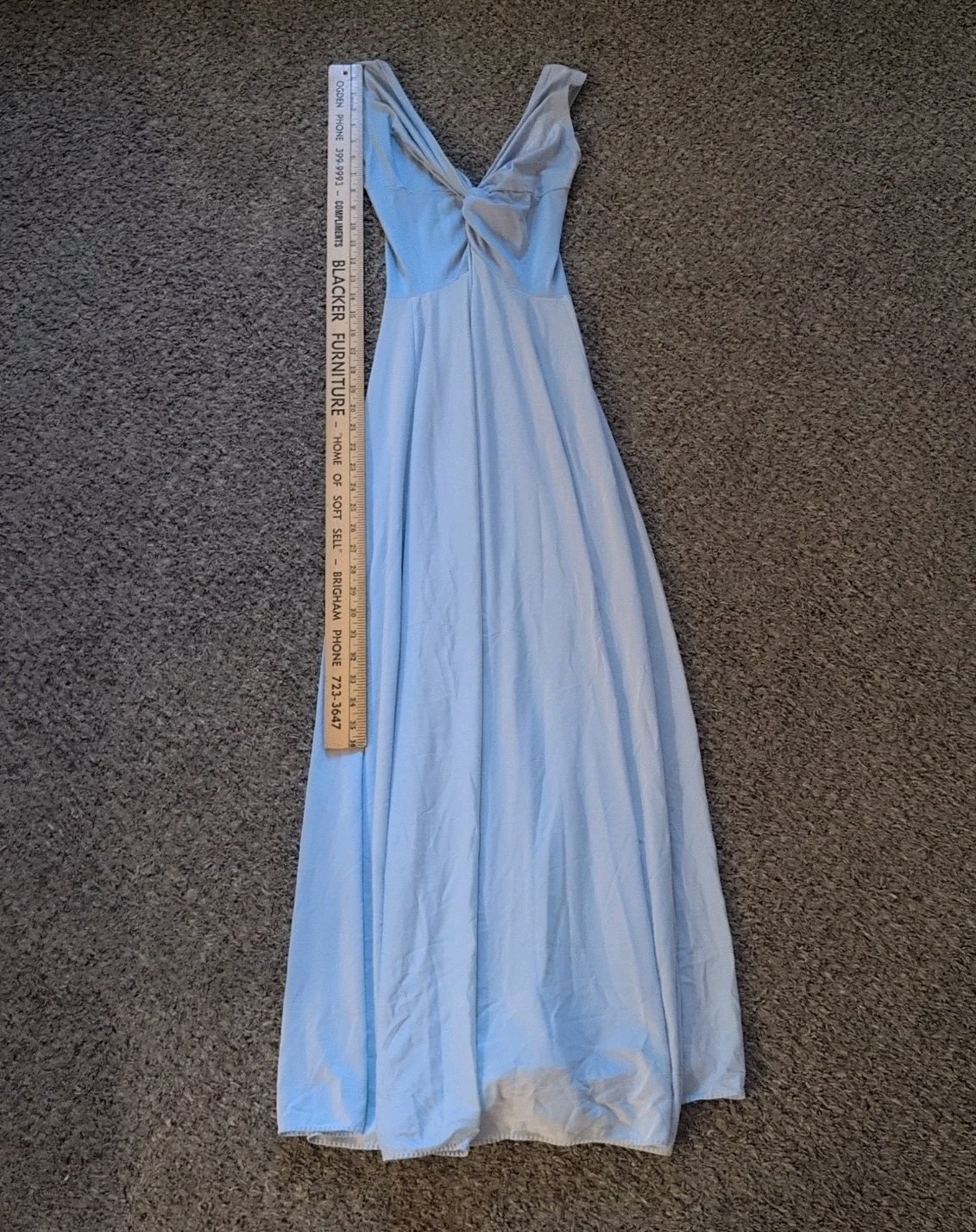 Vintage OLGA Bodysilk GOWN Nylon Stretch SWEEP Blue Lingerie Sz M