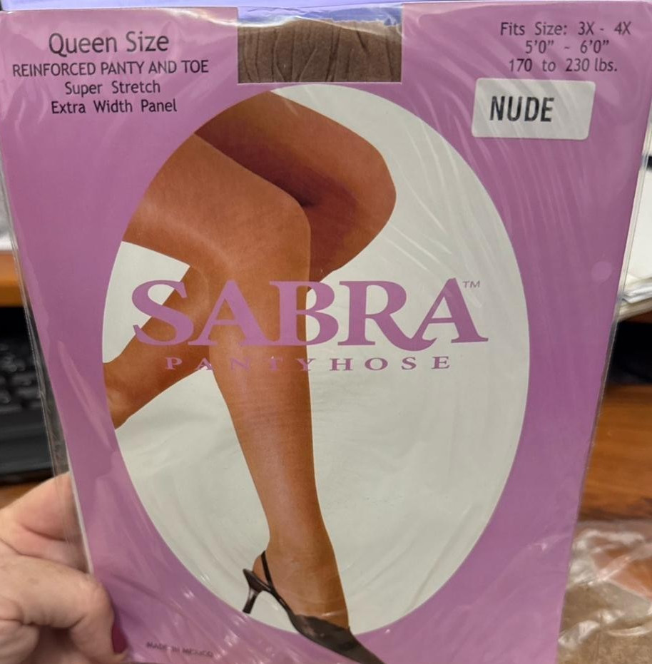 Sabra Queen Size Pantyhose Nude 3X 4X Extra Width Panel Deadstock New