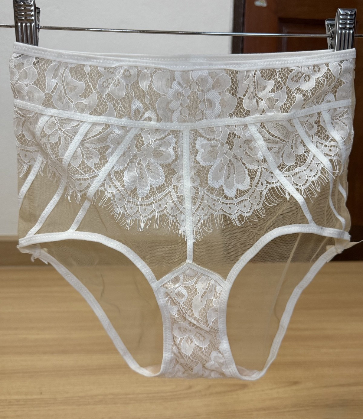 VTG Sheer Light Polyester Granny Panties Nylon Floral Lace Sissy Brief W. 28-30″