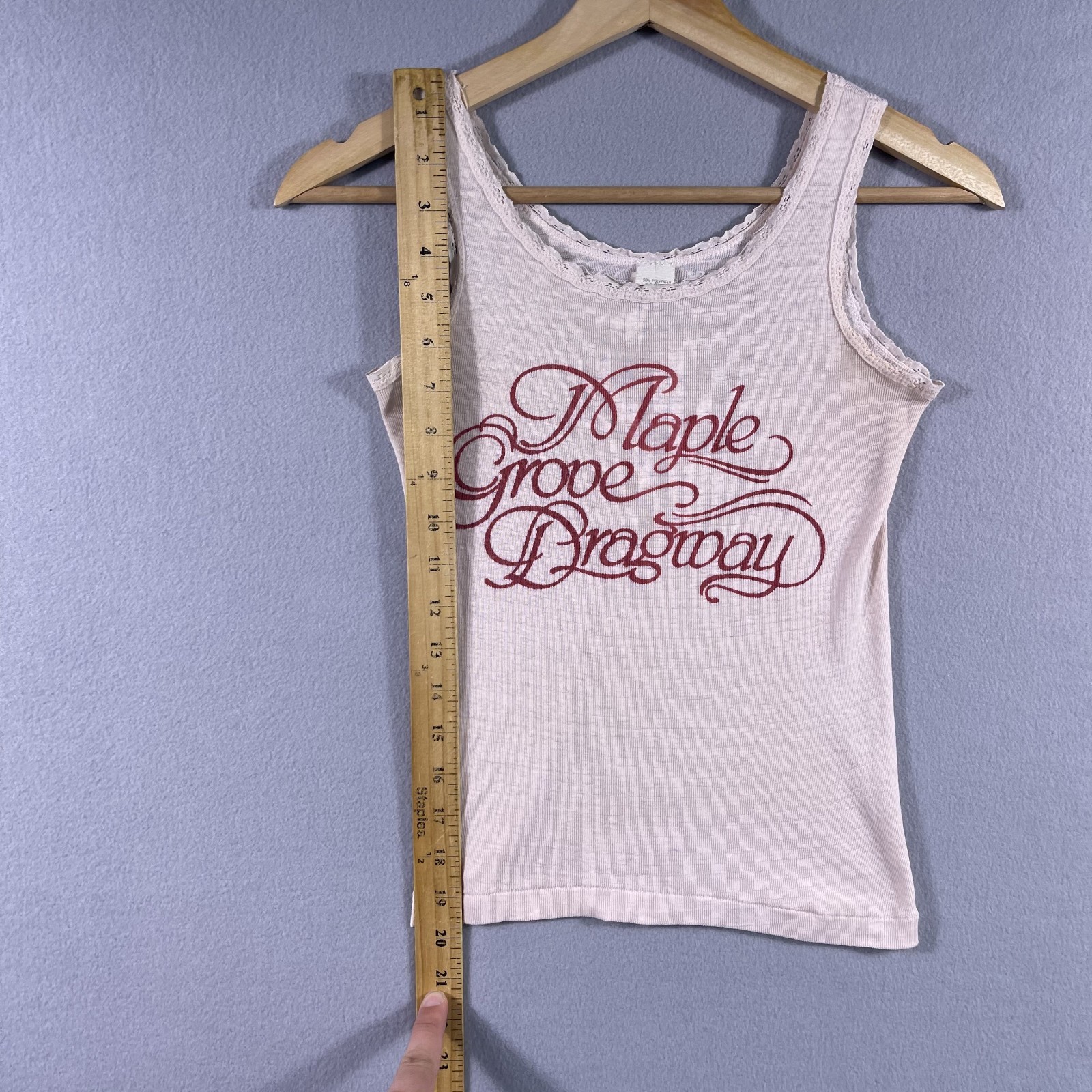 Vintage 80’s Maple Grove Dragway Tank Top Women’s Medium Lacey Racing USA Baby