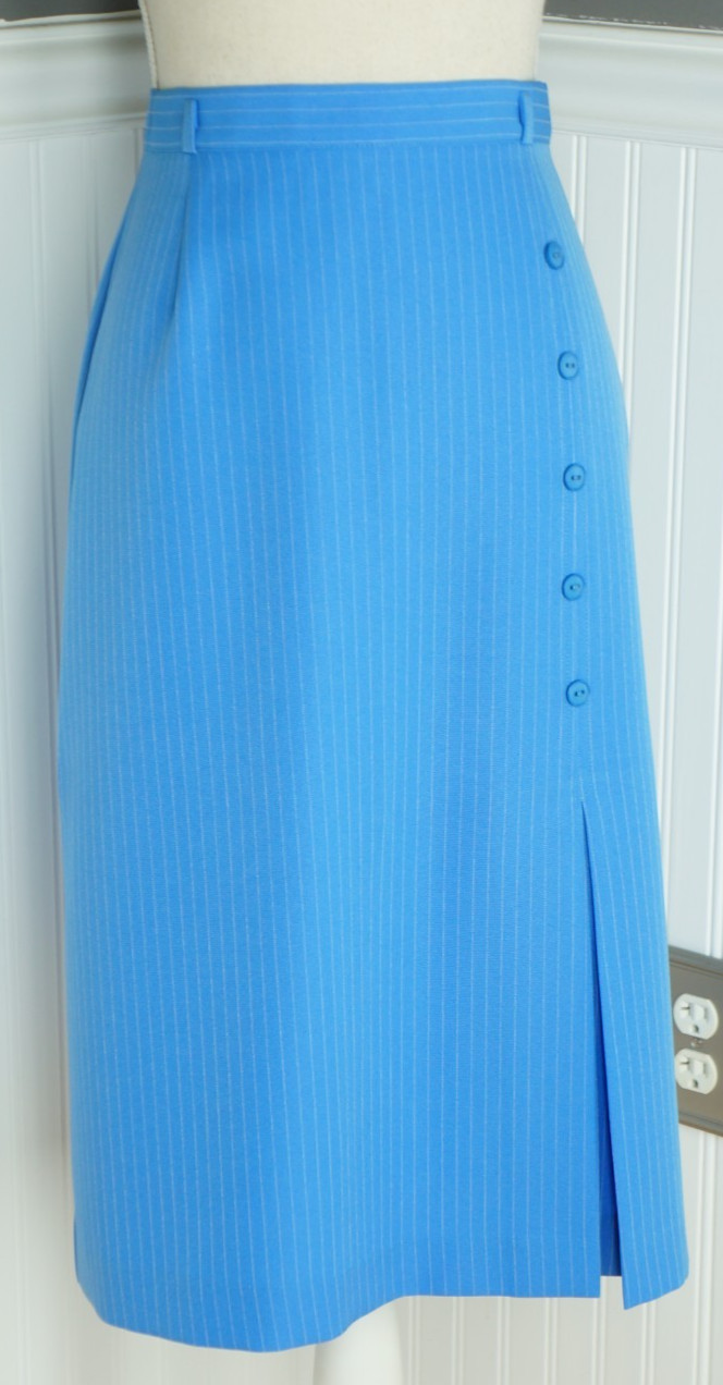 International Ladies Garment Workers Union Label Pinstriped Blue Pencil Skirt