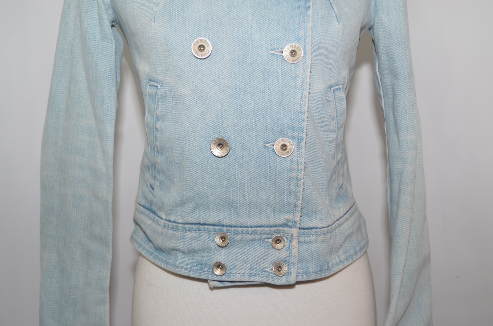 VTG Armani Exchange Stone Washed Button Down Jean Denim Jacket Womens S