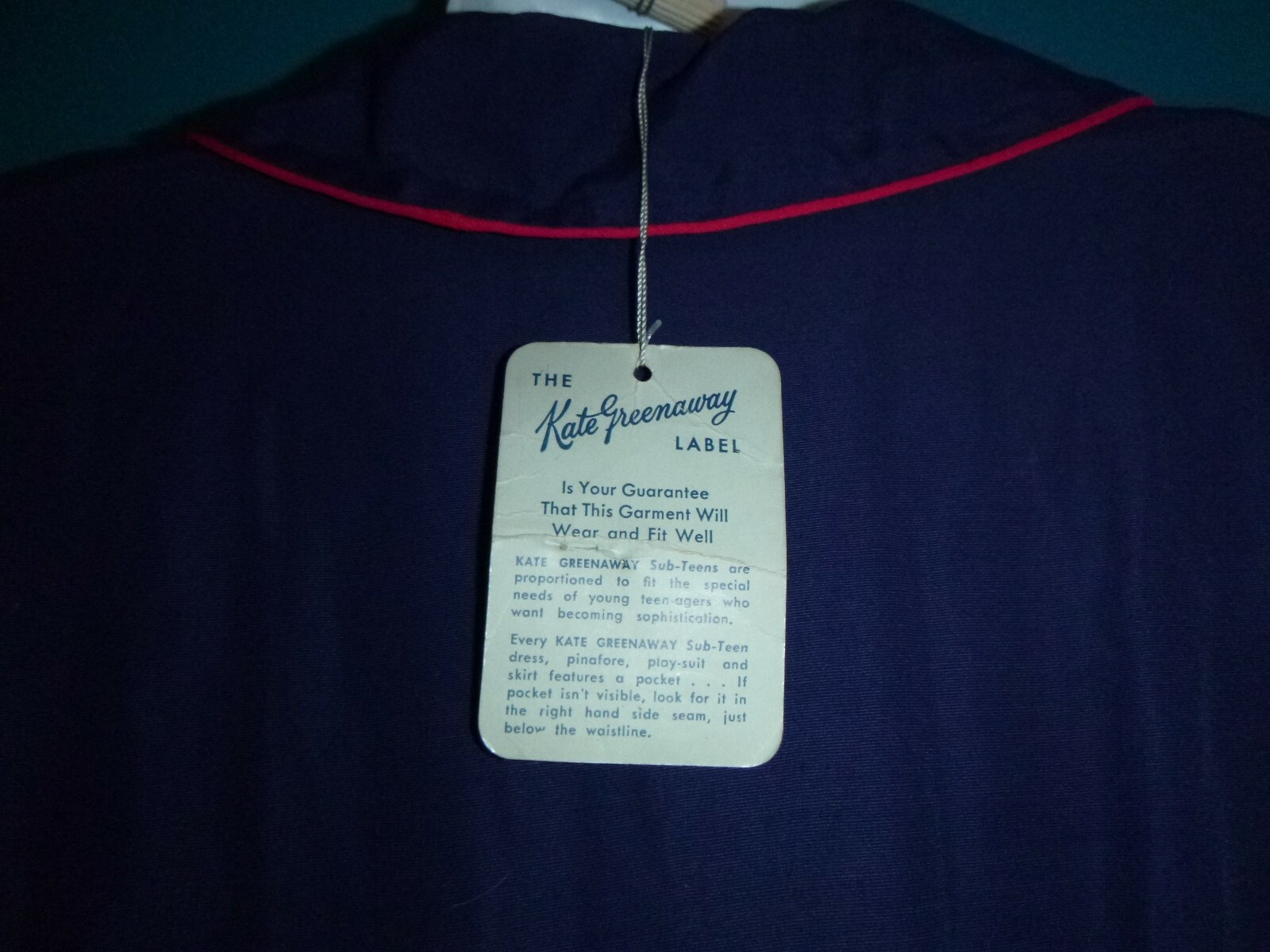 NWT TRUE Vtg 1950’s Dress Blue w/ Red Piping Kate Greenaway Seniorville XSmall