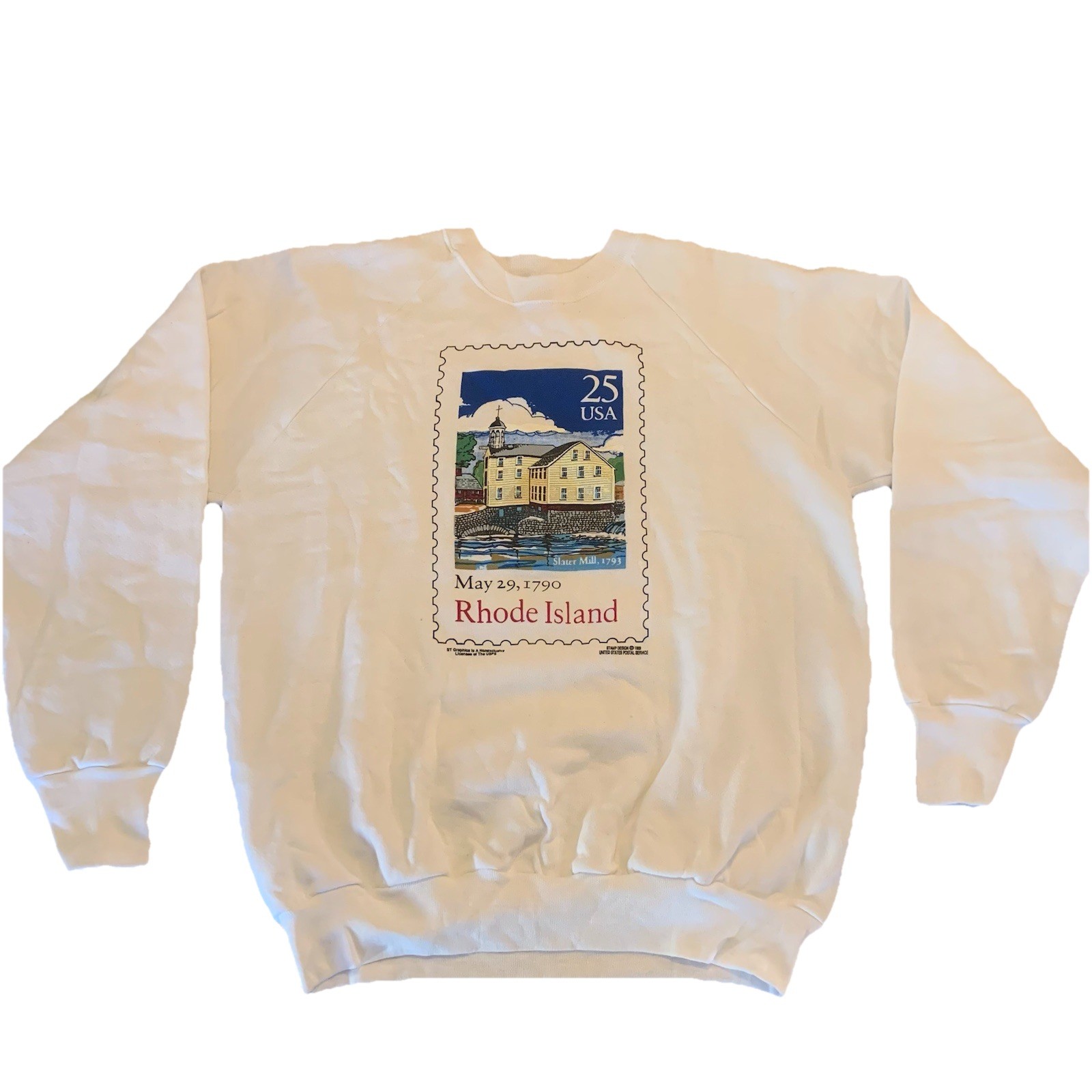 Vintage 80s 90s Rhode Island Coastline Sweatshirt Made In USA FOTL Slater Mill L