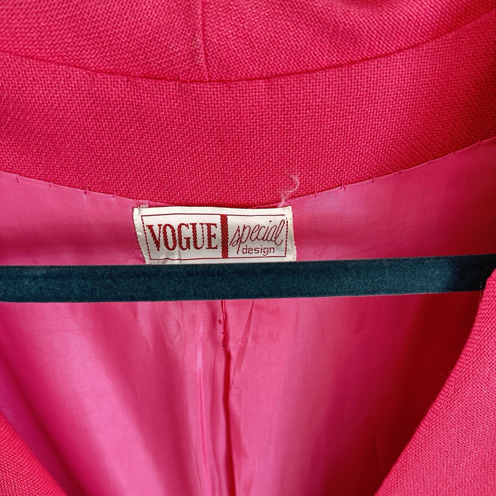 Vintage Vogue Special Design Hot Pink Black Trim Coat Dress Mod Glam Jacket