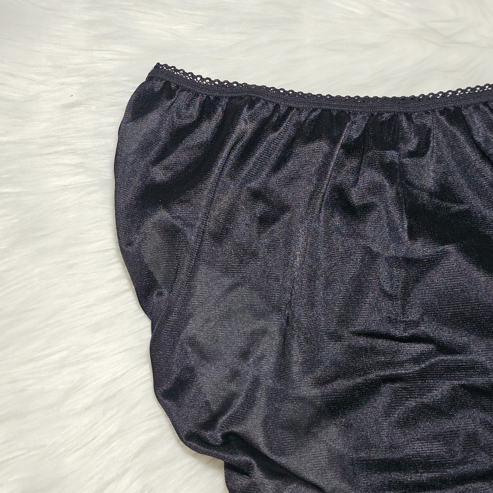 Vintage 100% Nylon Panty Silky Black Sissy Sheer Brief Size 6-7 Hip 35-39″