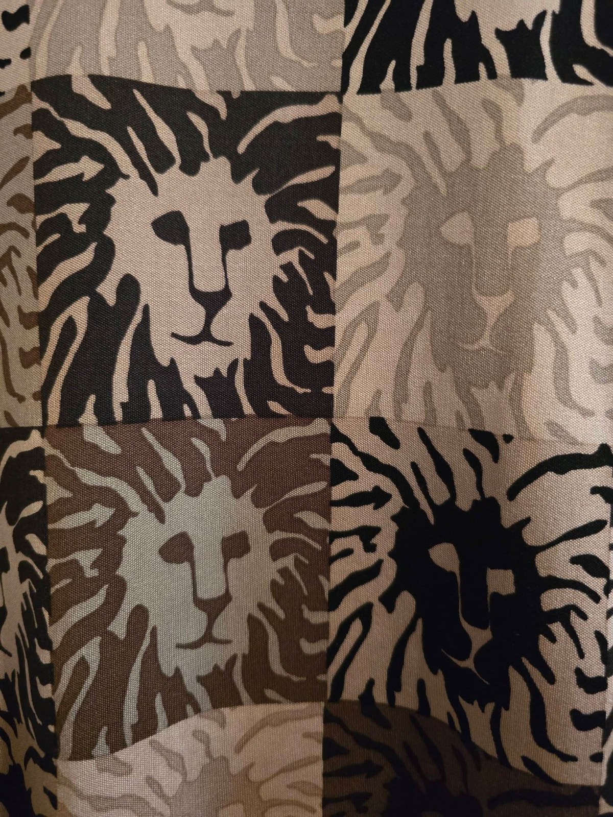 ANNE KLEIN VINTAGE Signature Logo LION Motif Silk Knit Long Sleeve Top Size P/XS