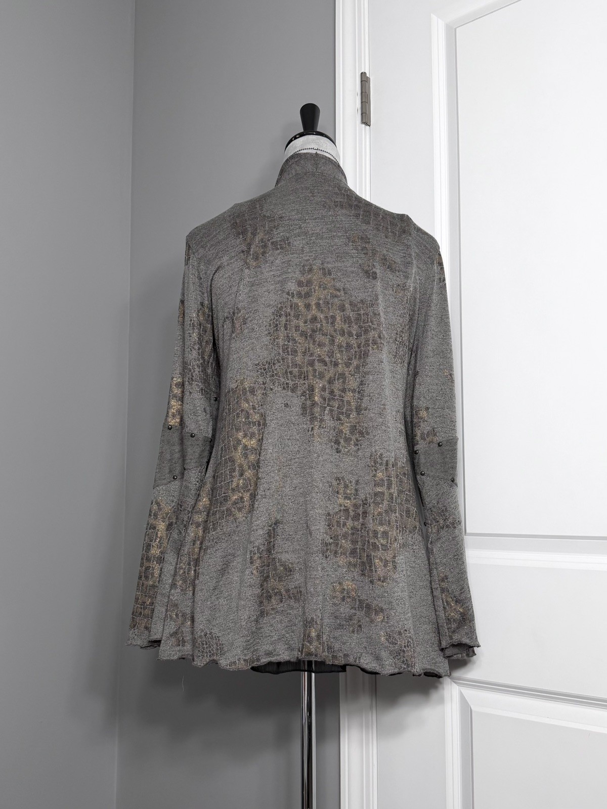 Vintage Mishca Leopard Print Gold Studded Layered Ruffle Cardigan (Women’s M)
