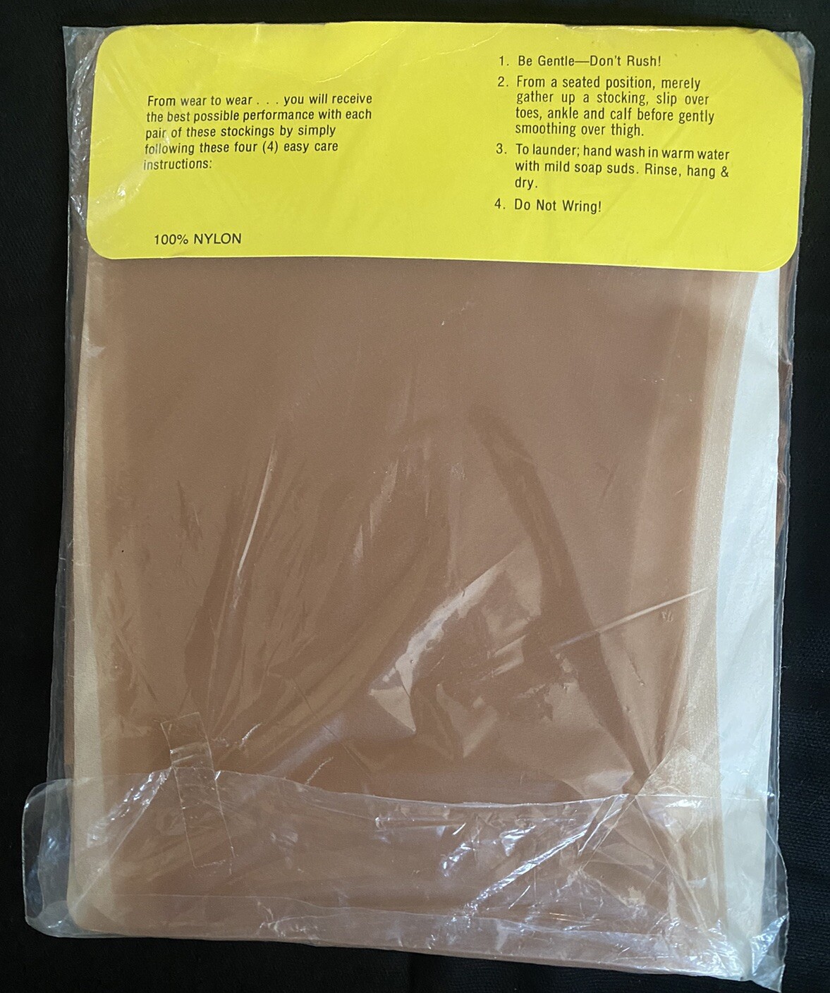 2 Pair Vintage BEIGE 100% NYLON STOCKINGS REINFORCED TOES Nude Heel Box