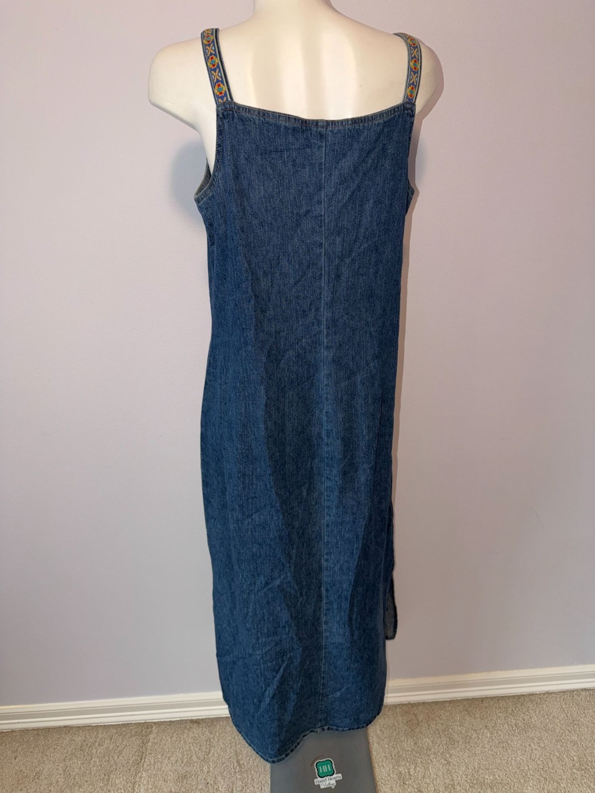 Vintage 90s Denim Dress Jacket Set 12 Blue Jean Maxi Sundress Southwestern Boho