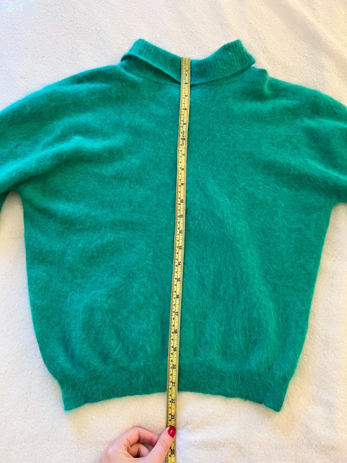 RARE 1950s 1960s Vintage Pandora Turquoise Green-Blue Fuzzy Angora Sweater – Md