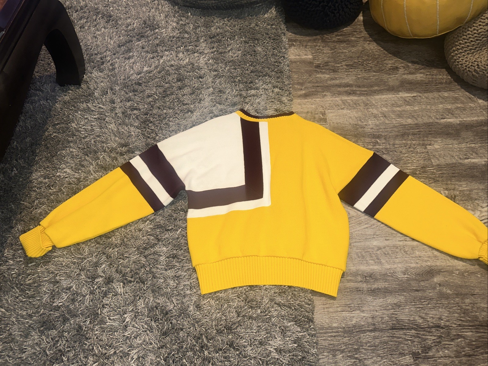Vtg Varsity Spirit KHS Cheer Sweater Womens Sz Size 38 USA Made Yellow Maroon