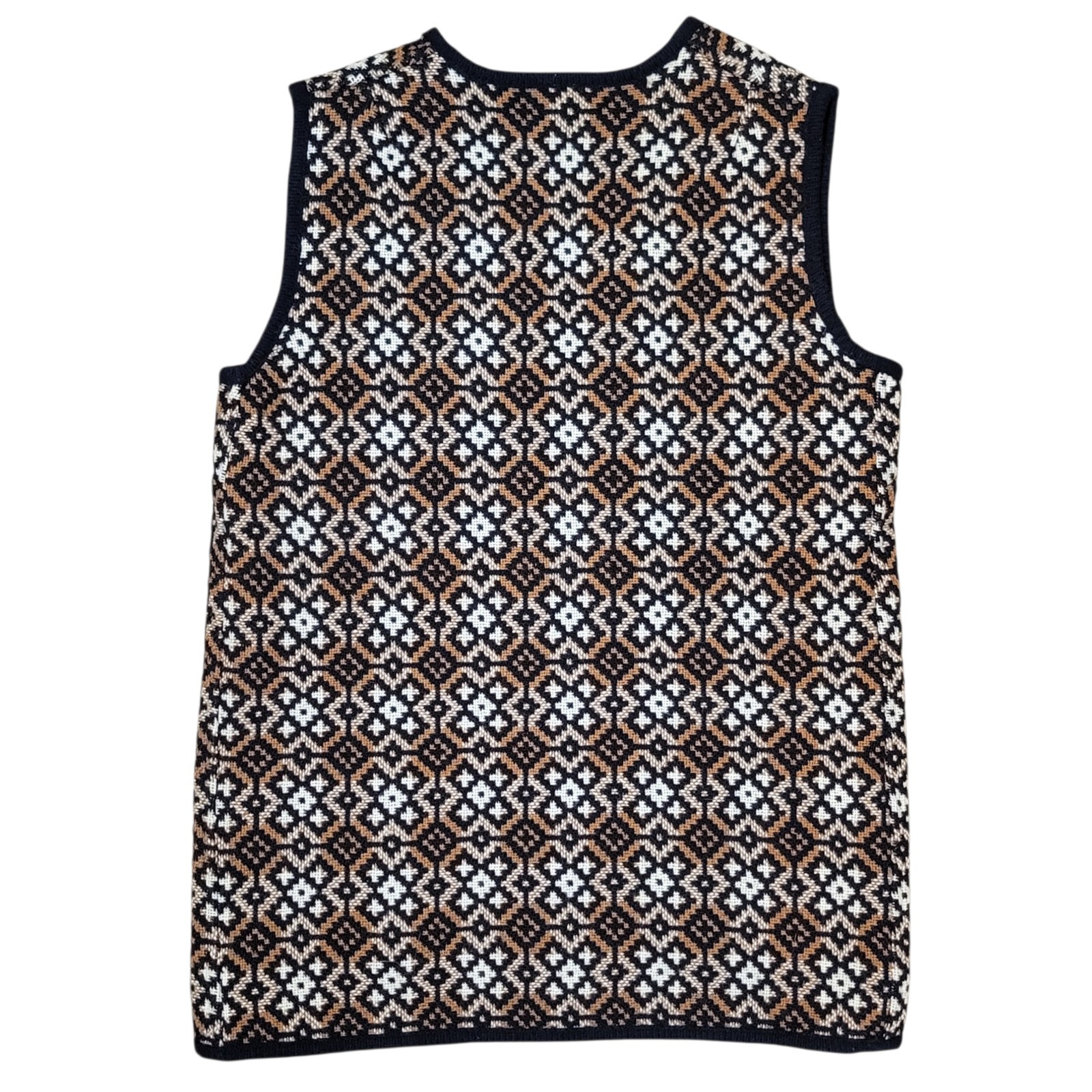 EUC Vintage 60s/70s 100% Wool Welsh Woollens Geometric Print Ladies Vest Size 12