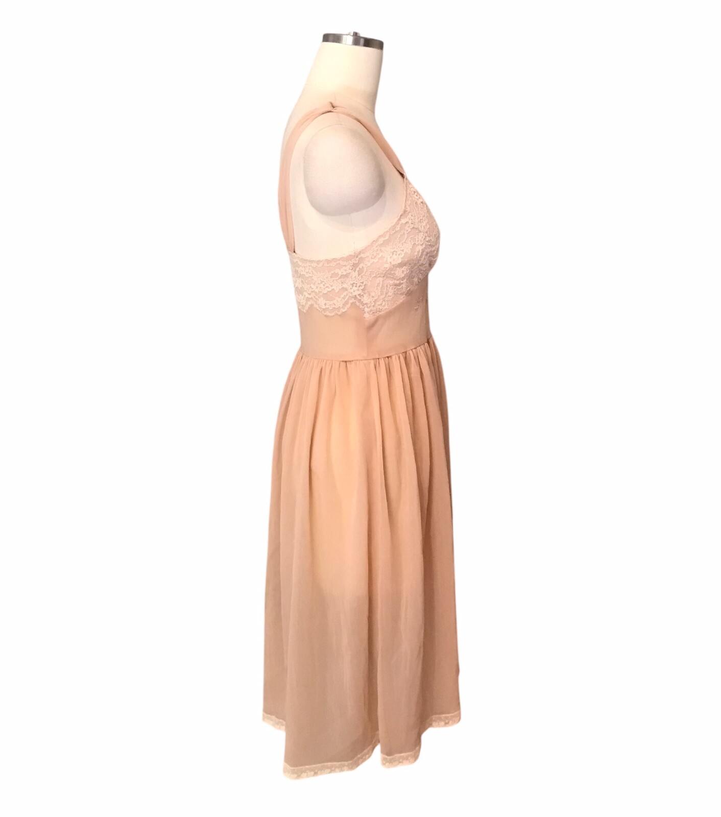 VTG Chiffon Babydoll Peignoir Set Sheer Lace Ruffle Romantic Victorian Women’s S
