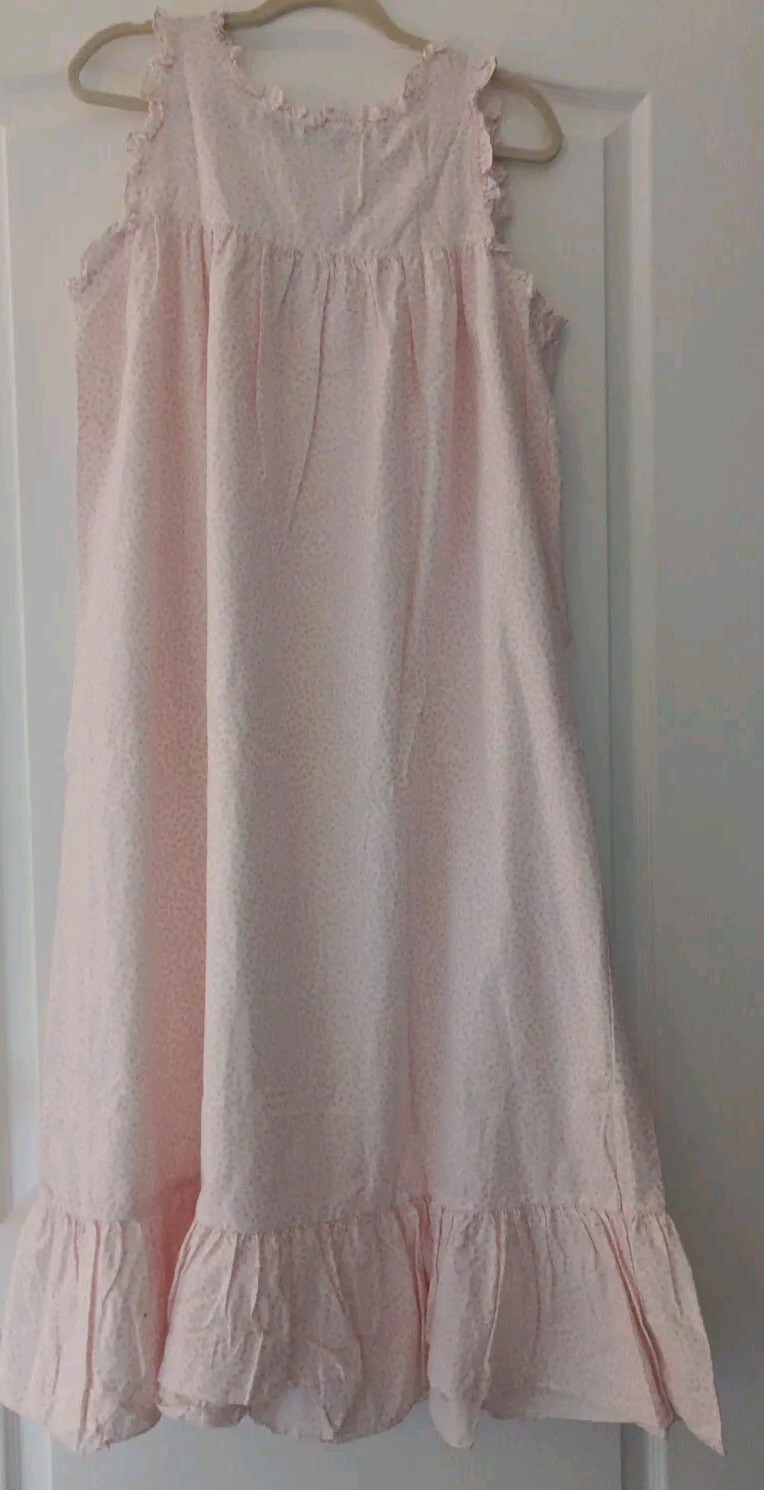 VTG 80s Claudia Barnes Intimate Long Cotton Night Gown Ruffle Hem Sz M, New Tags