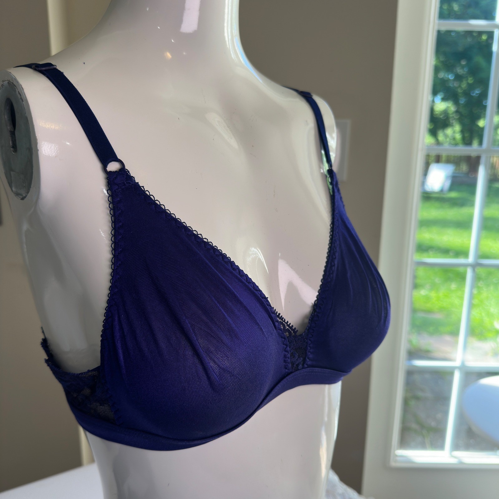Warner’s Bralette Vintage 90s Purple Mesh Lace Wireless Bra 34 A-B-C Style 1005