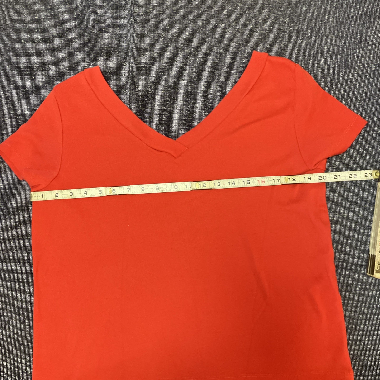 Cato Women’s Double V-neck Short Sleeve Shirt Size XL Solid Red Vintage
