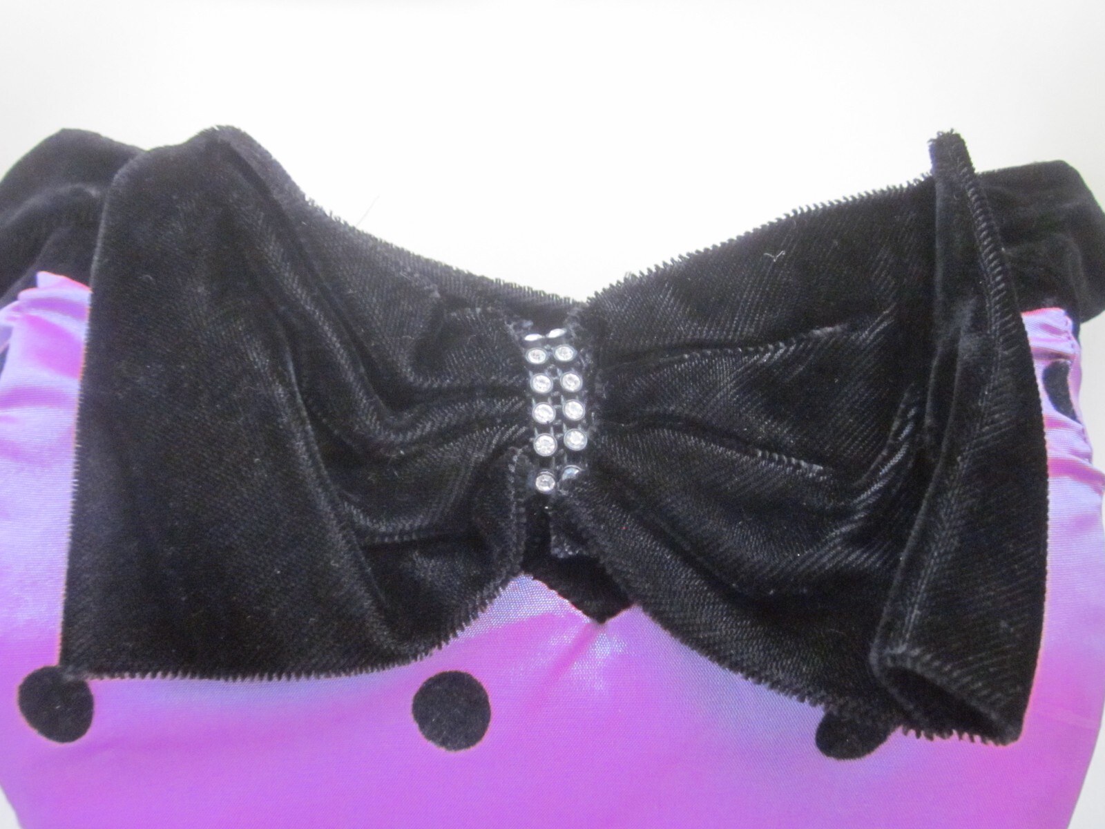 VTG NOTORIOUS Purple w/ Black Flocked Polka Dots Strapless Party Dress Sz 7