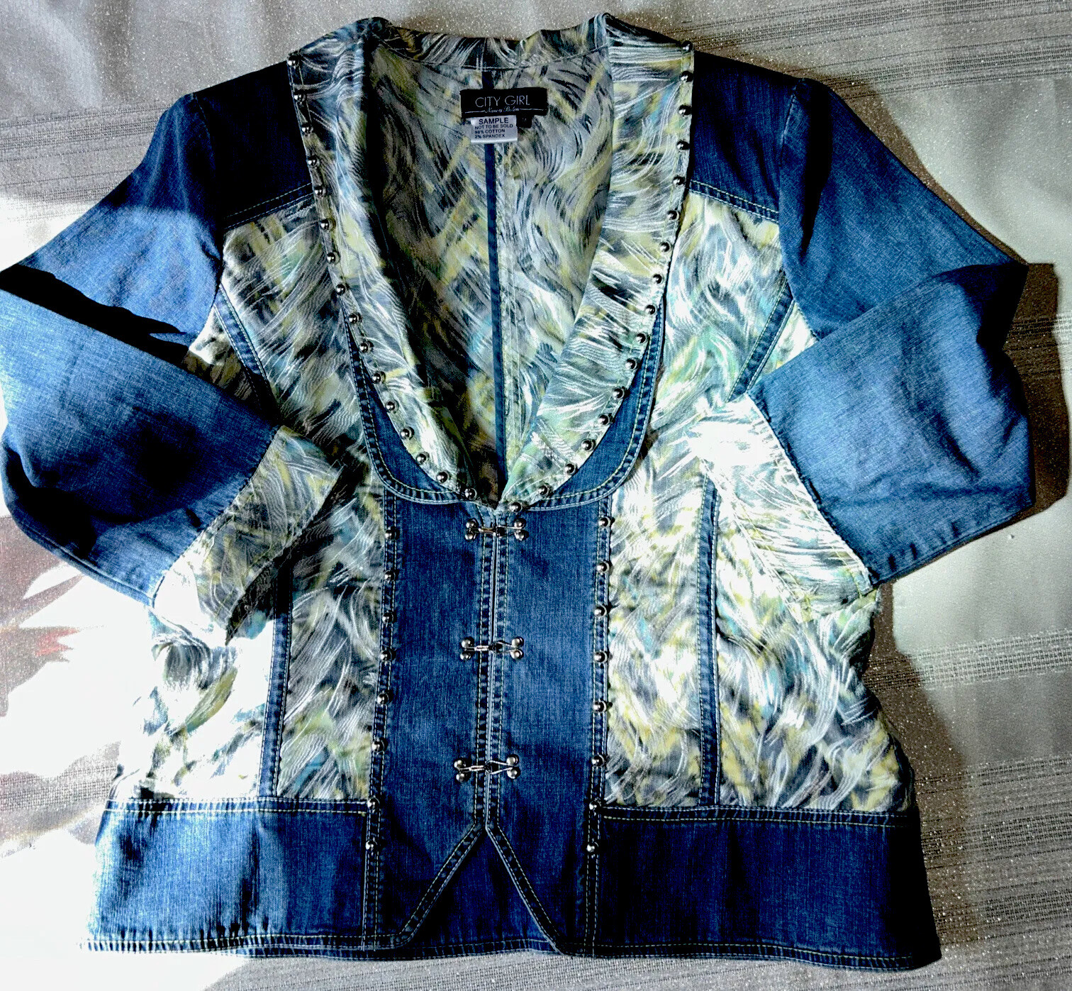 Rare SAMPLE Nancy Bolen For City Girl Women’s Vintage Denim Jacket Size M : 42”