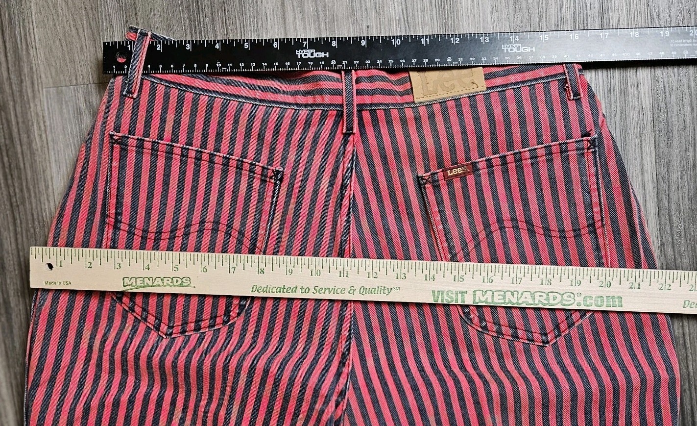 NOS 80s/90s Lee Red&Black Hickory Railroad Striped Women’s Jeans 32×27.5 VTG