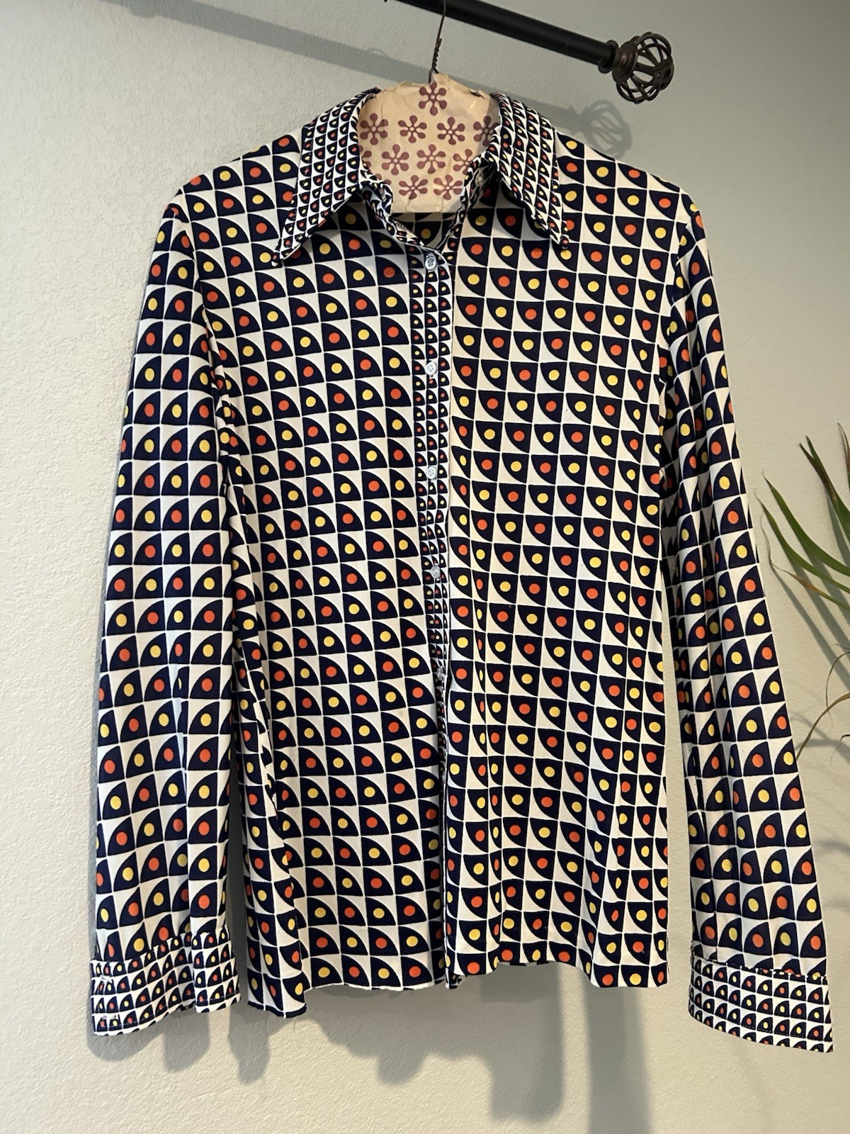 Vintage Rhoda Lee Blouse Size 16 Retro 60’s/70’s Collar Long Sleeve