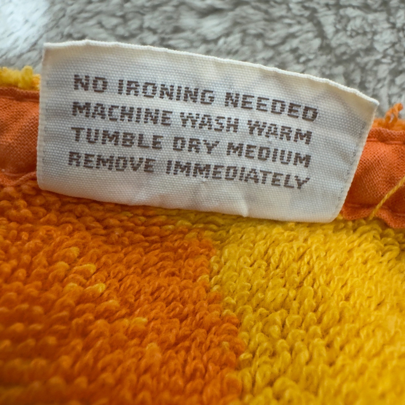 Vintage Cannon Monticello Terry Cloth Robe Orange Yellow Floral Fringe Maxi USA
