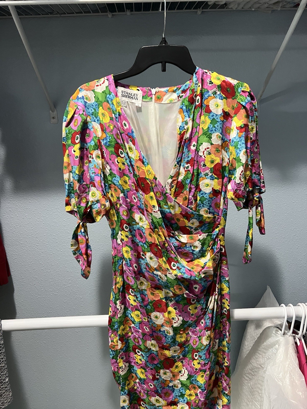 100% Silk Floral Vintage Dress Stanley Sherman Size 10