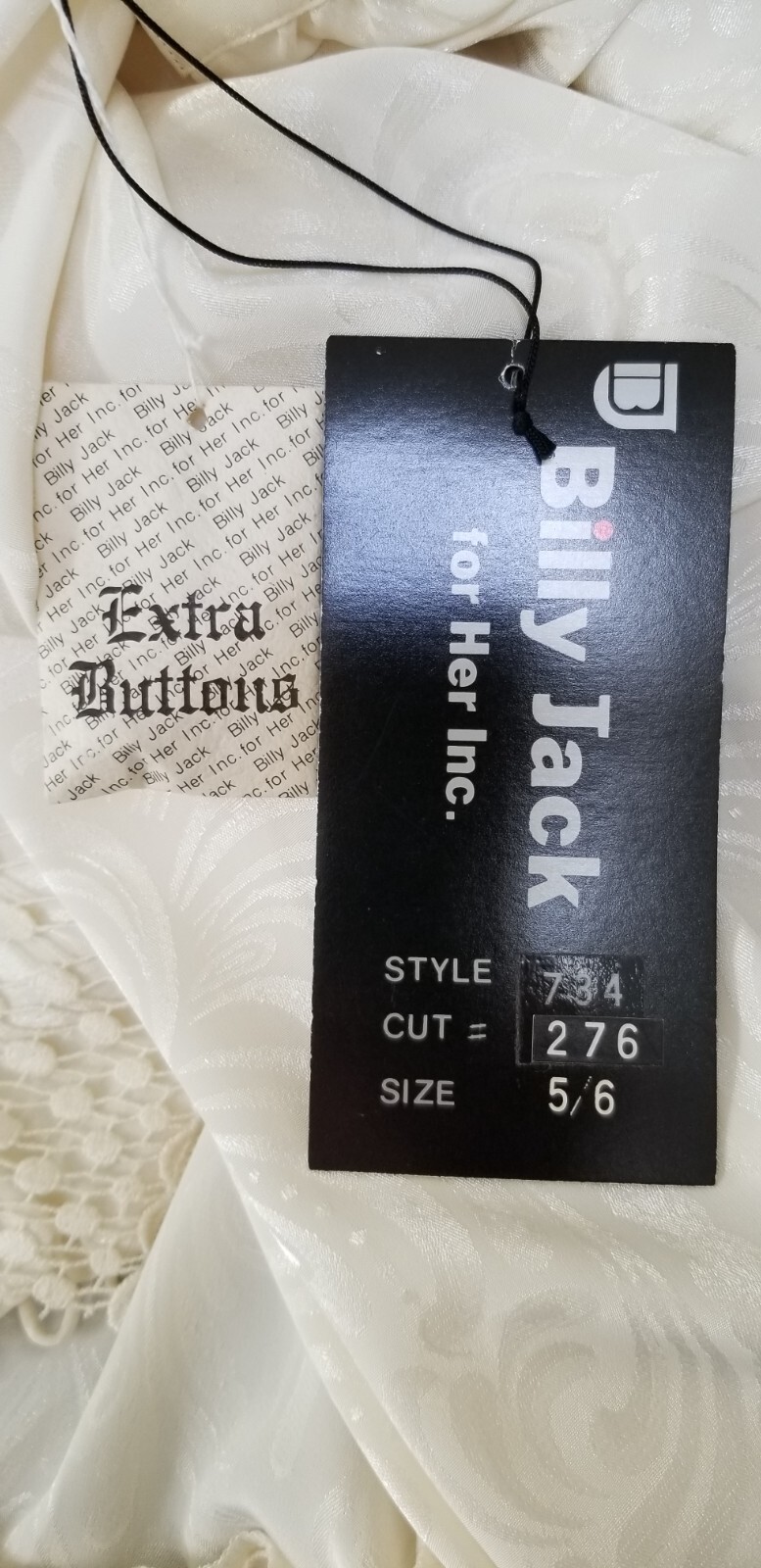 New w/ Tags Vintage 80/90s BILLY JACK FOR HER Ivory Jacquard Wrap DRESS – Size S