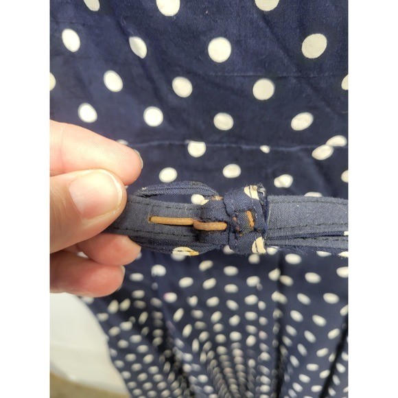 Vtg Homemade 70s Sailor Nautical poke a dot Dress small See Measurements