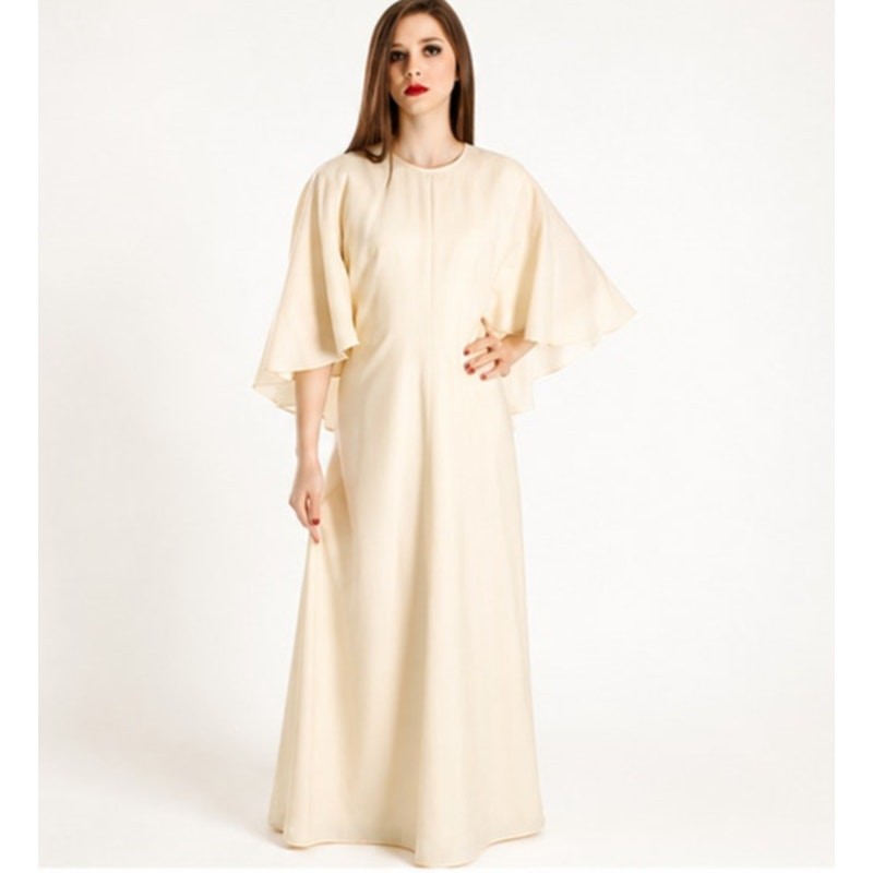 VTG 70s Vuokko Wool Cape Gown Ivory Finland Designer Dress 38 Wedding Met Gala
