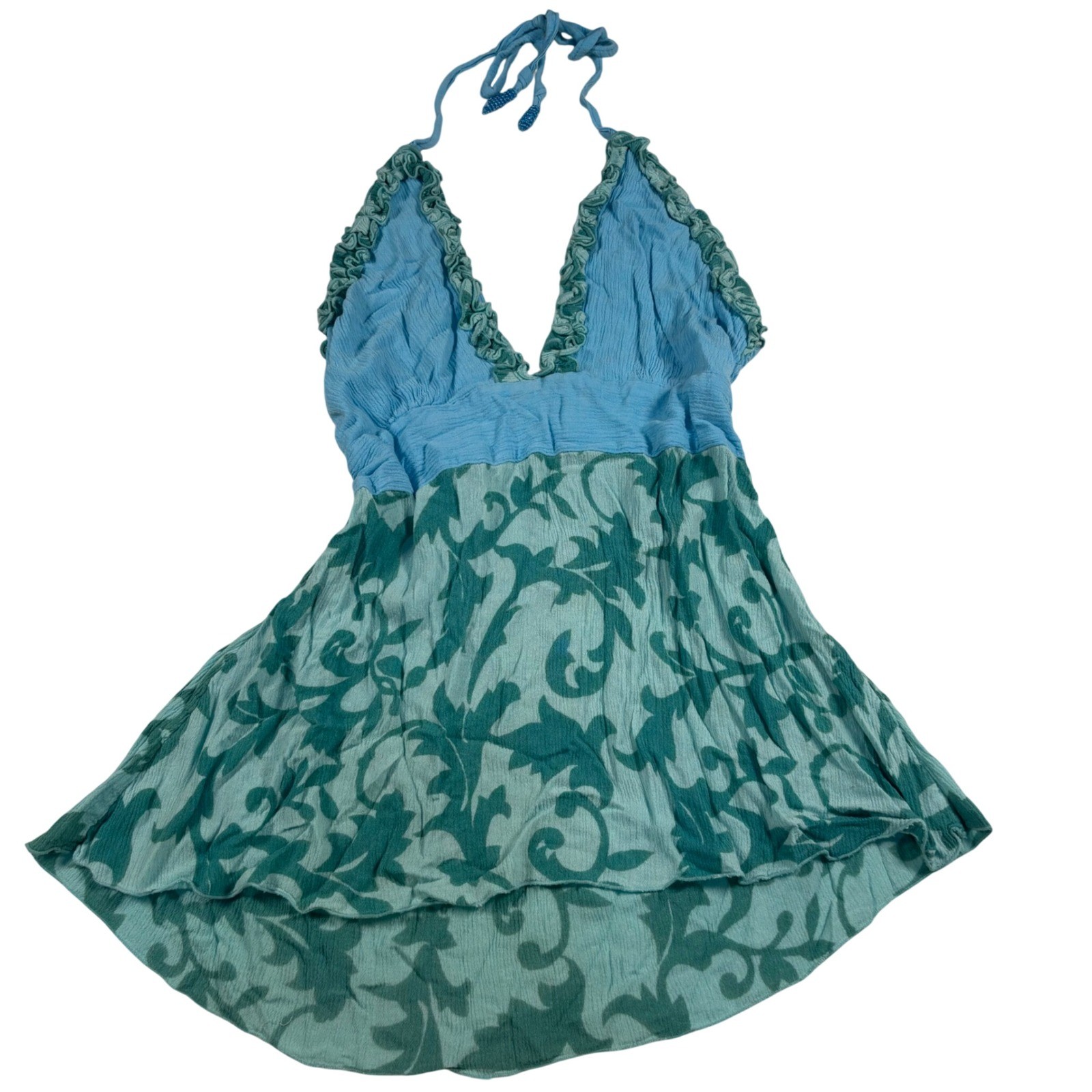 vintage lotus aqua blue ruffle babydoll cami Y2K summer festival beach mermaid