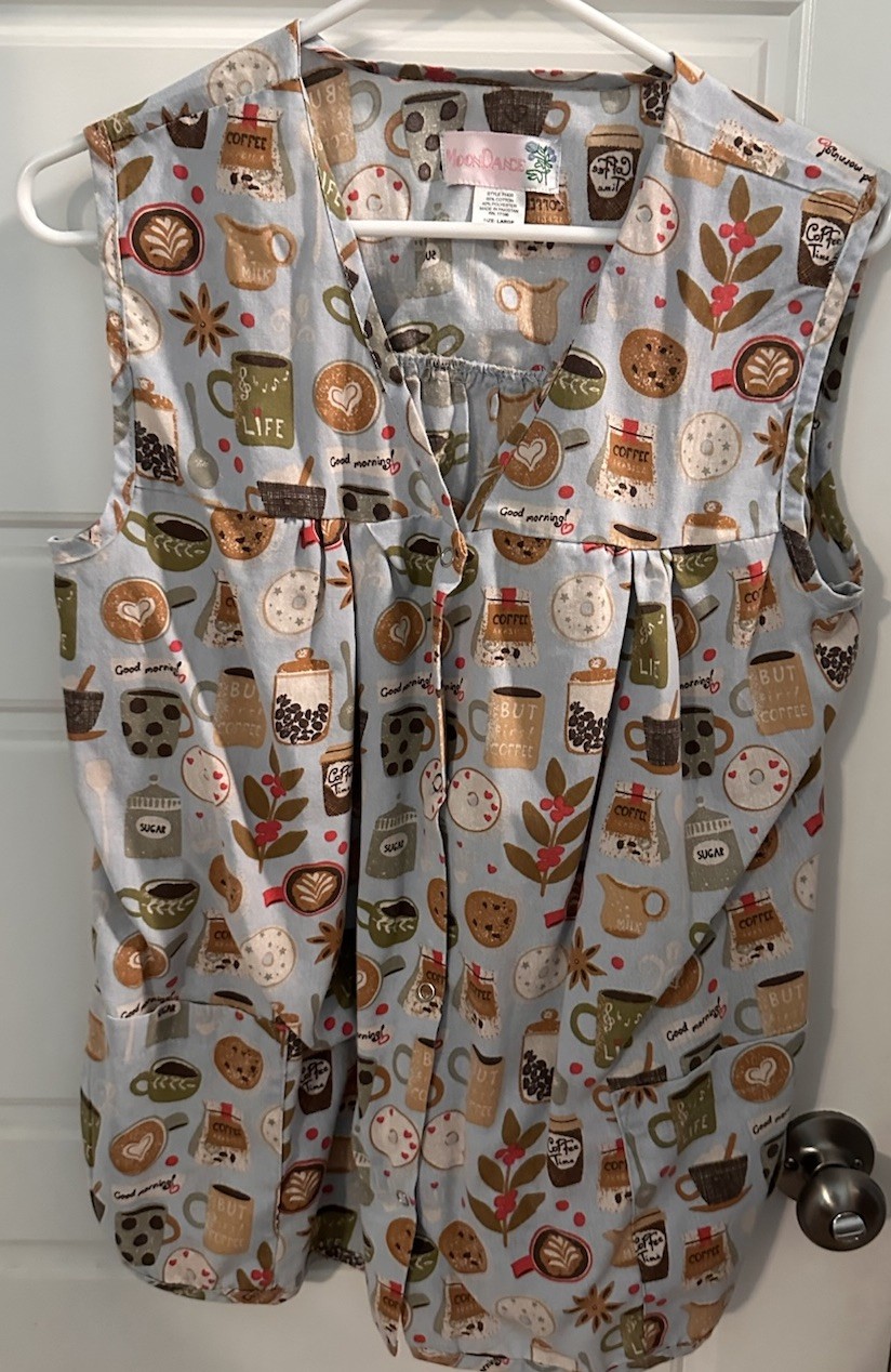 Vintage Moon Dance Button Up Sleeveless Smock / CobblersPockets L Barista Retro