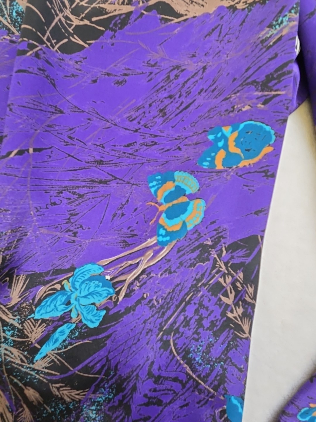 Vtg 1980s Nature Fairy Butterfly Moth Whimsy Blouse Bedford Fair Satin Size 8