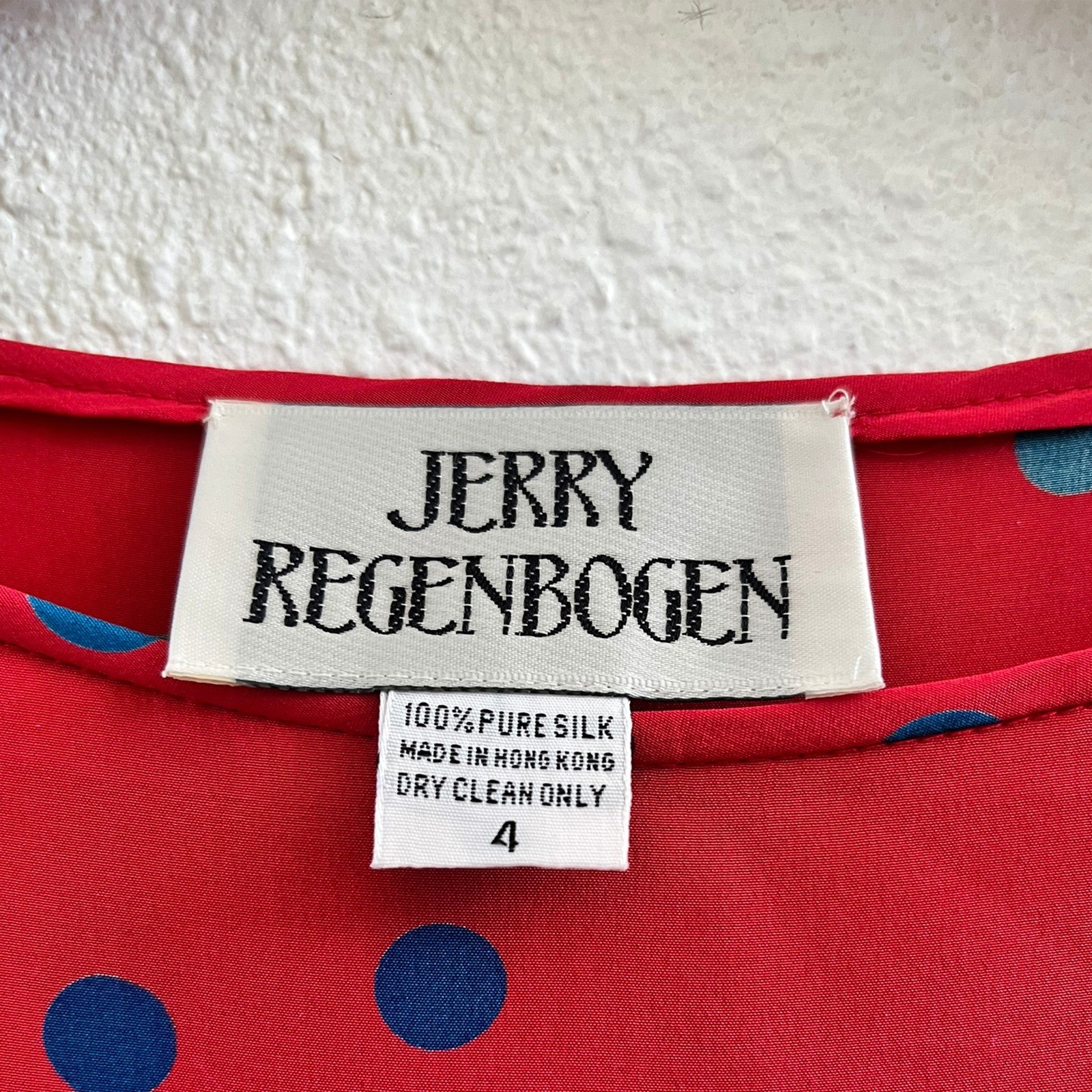 JERRY REGENBOGEN Polka Dot 100% Silk Dress Size 4