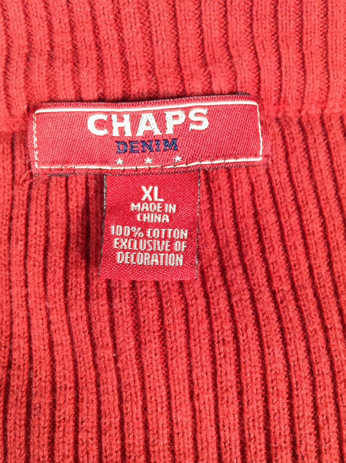 Chaps Vintage Women’s Polo Style Red Half Zipper Sweater With Logo Sz XL