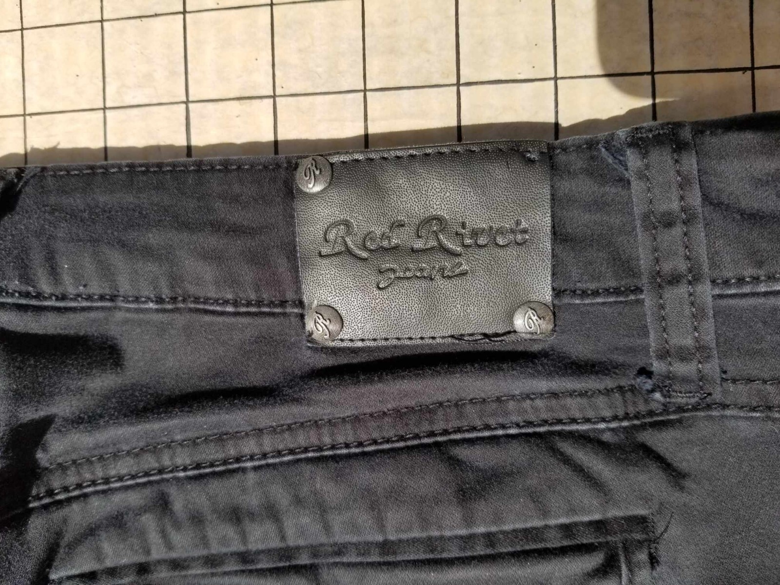 VINTAGE RED RIVET JEANS Black Size 16 Cargo Pockets 1990’s Emo Goth Punk